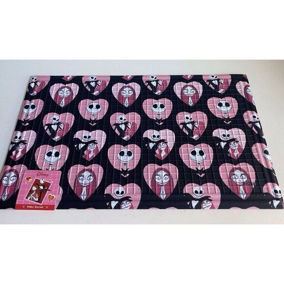 Nightmare Before Christmas Jack Sally Valentines Rubber Outdoor Mat 18x30” NEW - Picture 1 of 12